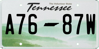 TN license plate A7687W