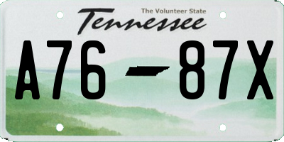 TN license plate A7687X