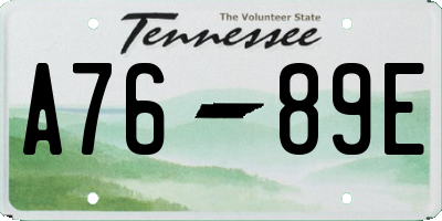 TN license plate A7689E