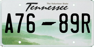 TN license plate A7689R