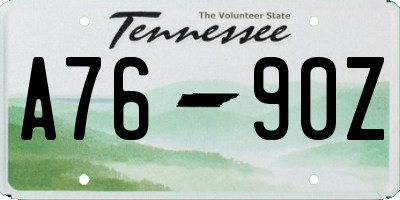 TN license plate A7690Z