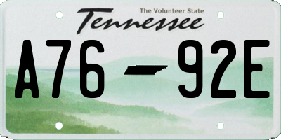 TN license plate A7692E