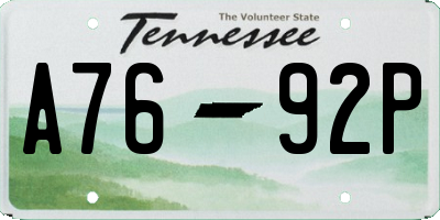 TN license plate A7692P