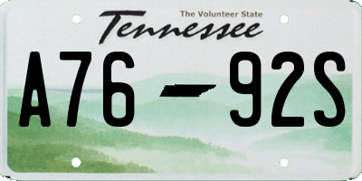TN license plate A7692S