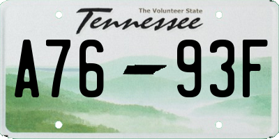 TN license plate A7693F