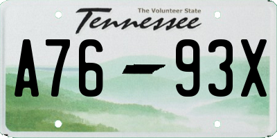 TN license plate A7693X