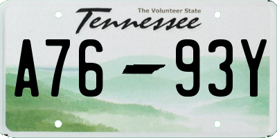 TN license plate A7693Y