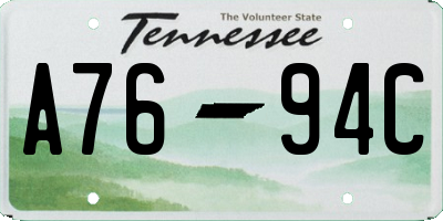 TN license plate A7694C