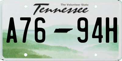 TN license plate A7694H
