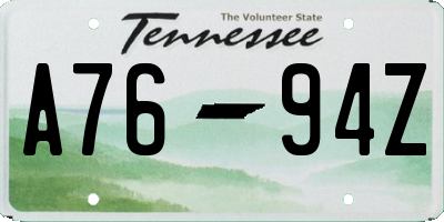 TN license plate A7694Z