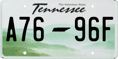 TN license plate A7696F