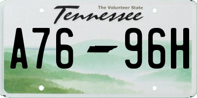 TN license plate A7696H