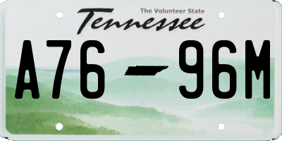 TN license plate A7696M
