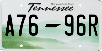 TN license plate A7696R