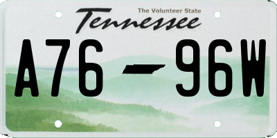 TN license plate A7696W