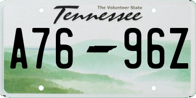 TN license plate A7696Z