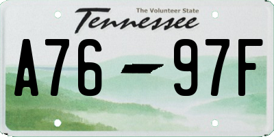 TN license plate A7697F
