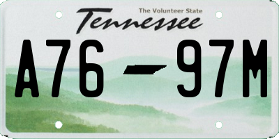 TN license plate A7697M
