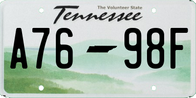 TN license plate A7698F