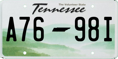 TN license plate A7698I