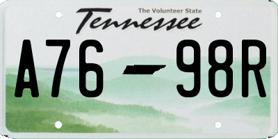 TN license plate A7698R