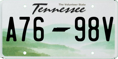 TN license plate A7698V
