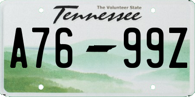 TN license plate A7699Z