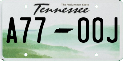 TN license plate A7700J