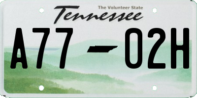 TN license plate A7702H