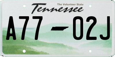TN license plate A7702J