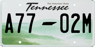 TN license plate A7702M