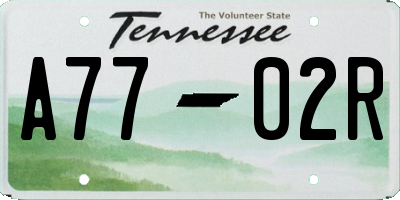 TN license plate A7702R