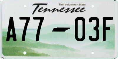 TN license plate A7703F