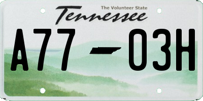 TN license plate A7703H