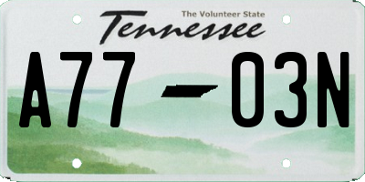 TN license plate A7703N