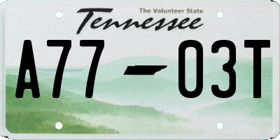 TN license plate A7703T