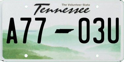 TN license plate A7703U