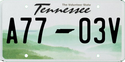 TN license plate A7703V