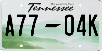 TN license plate A7704K