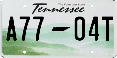 TN license plate A7704T