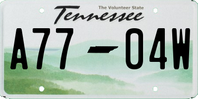 TN license plate A7704W