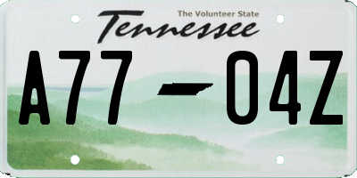 TN license plate A7704Z