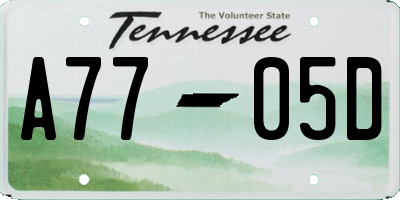 TN license plate A7705D
