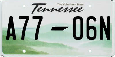 TN license plate A7706N