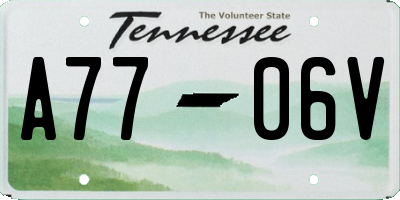 TN license plate A7706V
