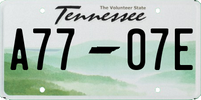 TN license plate A7707E