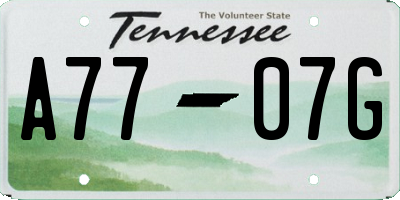 TN license plate A7707G