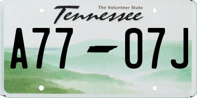 TN license plate A7707J