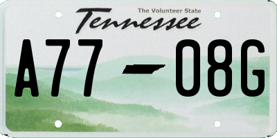 TN license plate A7708G