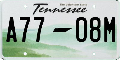 TN license plate A7708M